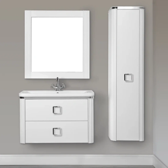 Тумба с раковиной ValenHouse Аурум 100 белая, фурнитура хром