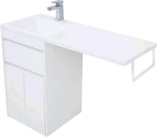 Тумба с раковиной Aquanet Токио 110 L белая напольная, 1 ящик, 2 дверцы