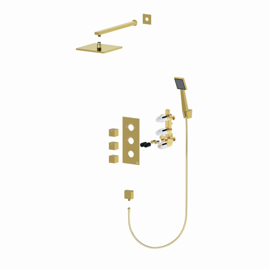 Душевая система с термостатом Timo Tetra-thermo SX-0179/17SM золото матовое встраиваемая