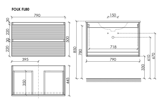 Тумба с раковиной Sancos Folk 80 Bianco