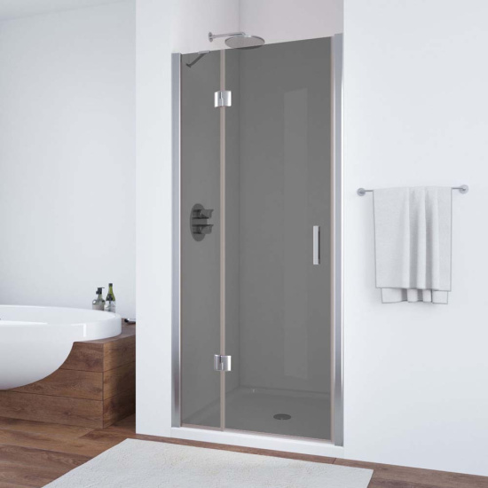 Душевая дверь в нишу Vegas Glass  AFP TUR NOVO h1890 90 08 07 L, профиль глянцевый хром, стекло графит
