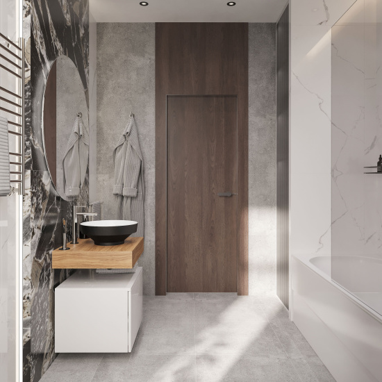 Мебель для ванной Stworki Ольборг 60 столешница дуб французский, без отверстий, с тумбой 60, с раковиной Vitra Water jewels