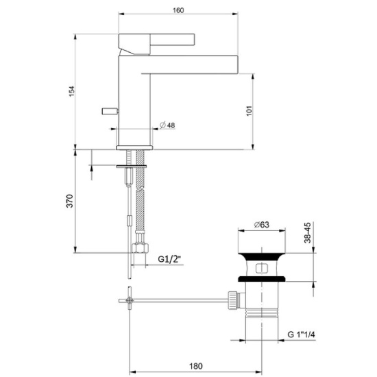 Смеситель для раковины Webert DoReMi DR830102564 черный матовый