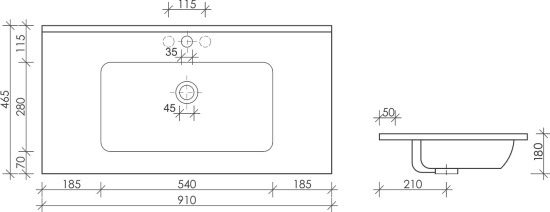 Тумба с раковиной Sancos Norma 2.0 90 белый глянец
