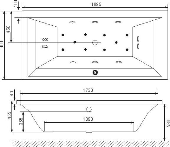 Акриловая ванна Excellent Crown Grand 190x90 с гидромассажем