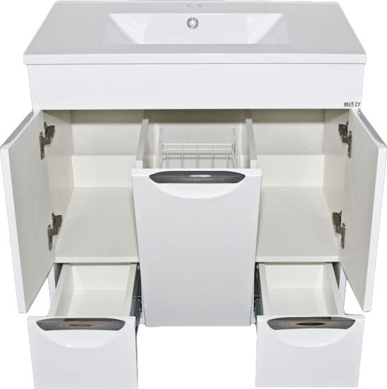 Тумба с раковиной Misty Кристи 75 белая эмаль