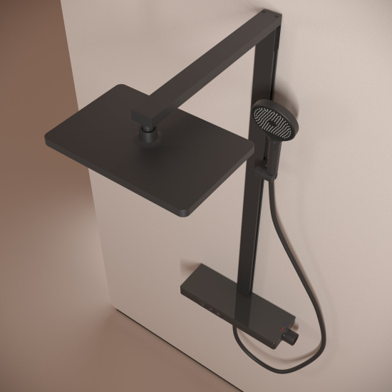 Душевая стойка Sancos Vos SC6100MB термостат, черная матовая