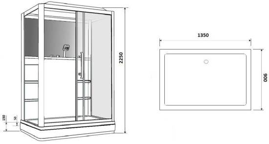 Душевая кабина Grossman GR-128 R 135x90 см белая