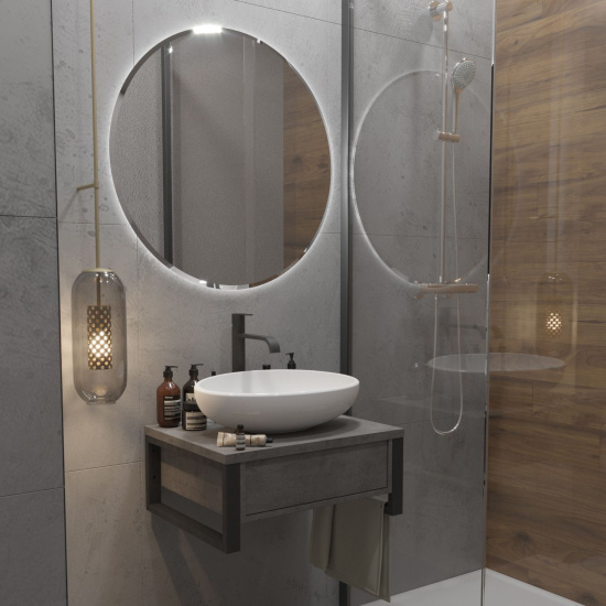 Тумба с раковиной 1MarKa Grunge Loft 60П бетон темно-серый