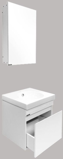 Тумба с раковиной Comforty Диана 50, подвесная, белый глянец