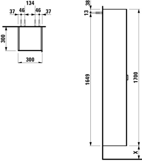 Пенал Laufen Space 4.1090.1.160.100.1 белый матовый