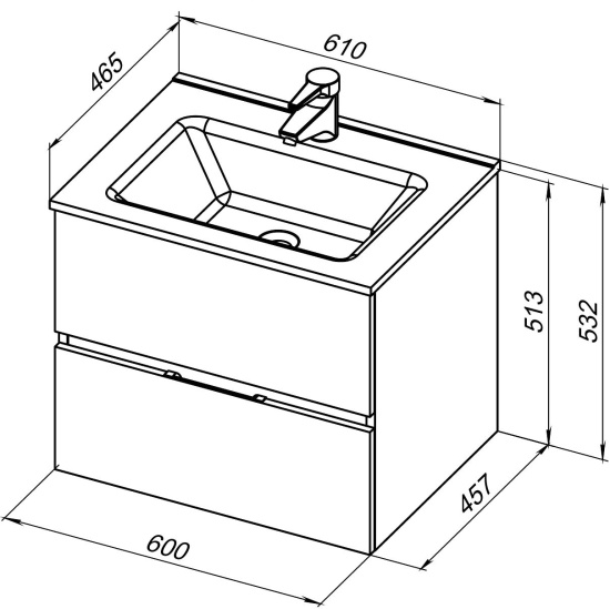 Мебель для ванной Aquanet Алвита new 60 подвесная, дуб веллингтон белый, с ящиками
