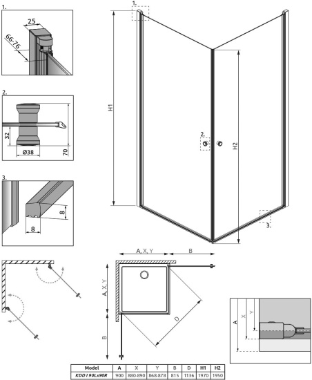 Душевой уголок Radaway EOS KDD I 90x90