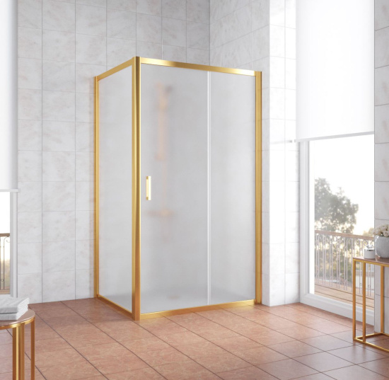 Душевой уголок Vegas Glass ZP+ZPV 110*90 09 10 профиль золото, стекло сатин