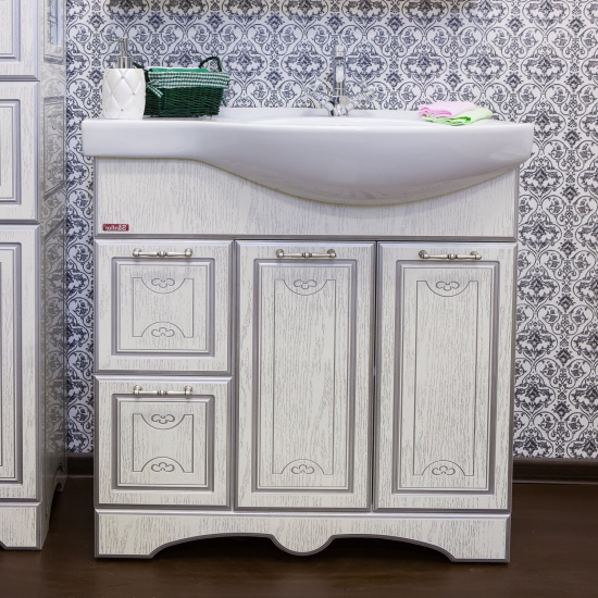 Мебель для ванной Sanflor Адель 82 белая, патина серебро, L