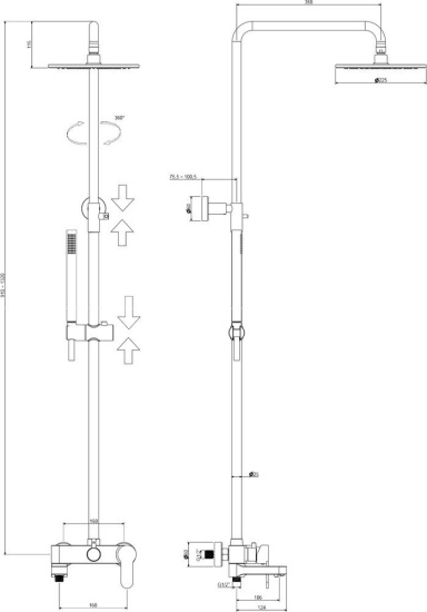 Душевая стойка Paffoni BLU ZCOL632NO