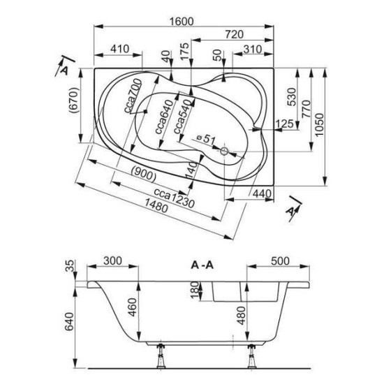 Акриловая ванна Vagnerplast Melite 160x105 L