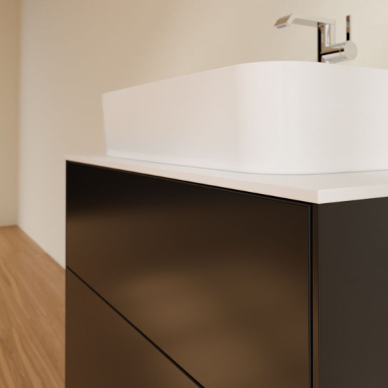Мебель для ванной Villeroy & Boch Finion 80 black matt lacquer, glass white matt, с настенным освещением