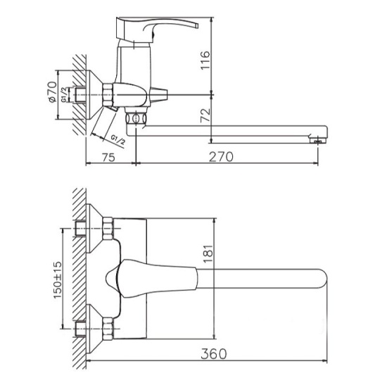 Смеситель для ванны Haiba HB2270
