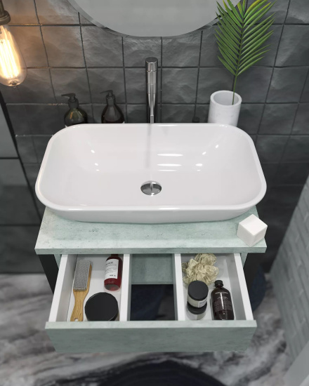 Тумба с раковиной 1MarKa Grunge Loft 60П бетон светлый