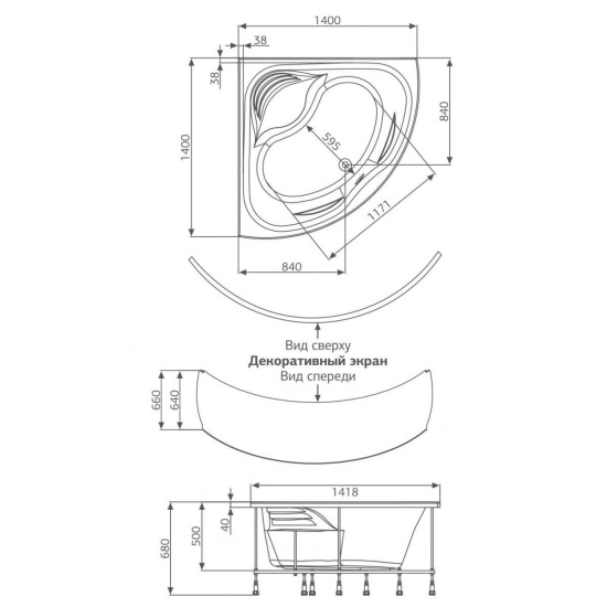 Акриловая ванна Akrilan Laguna la LIMPIA 140x140