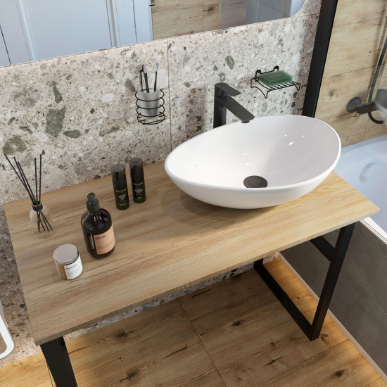 Консоль Diwo Элиста 100 светлое дерево, с раковиной Moduo 55 Leaf