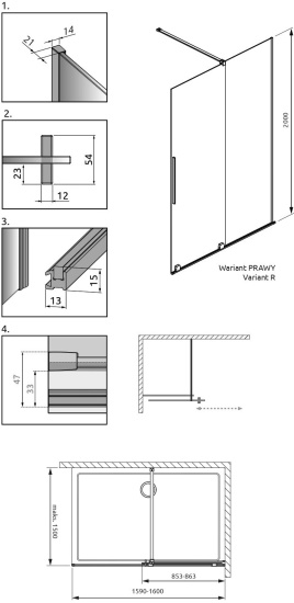 Душевая перегородка Radaway Furo Black Walk-in 160 R