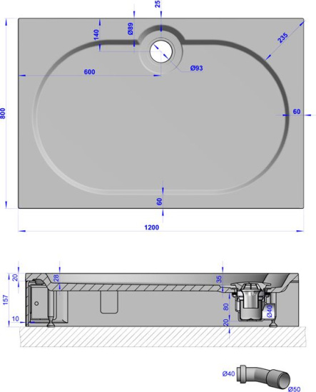 Поддон для душа GuteWetter Deluxe 120x80x16 Q бежевый