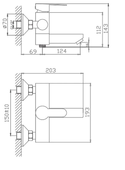 Смеситель для ванны Haiba HB60801 сталь