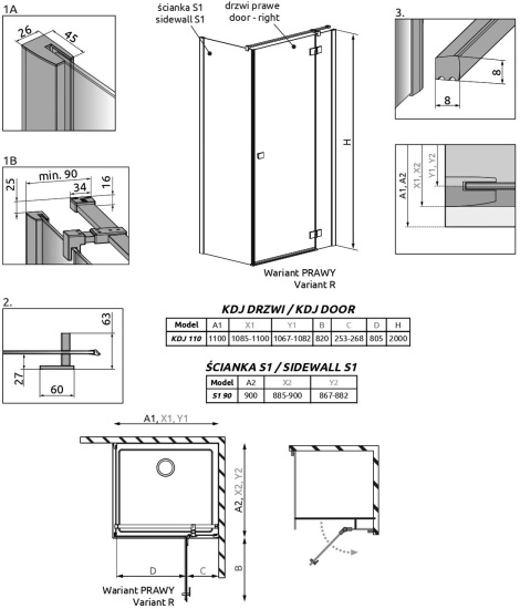 Душевой уголок Radaway Essenza New KDJ 110х90 R