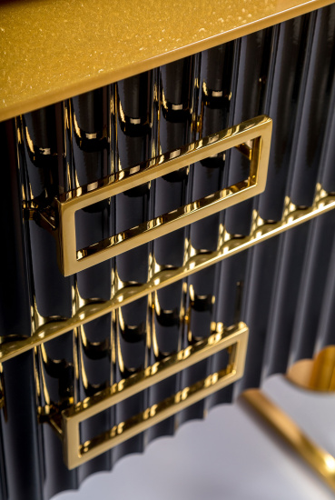 Мебель для ванной Armadi Art Monaco 100 с золотой столешницей черная, золото