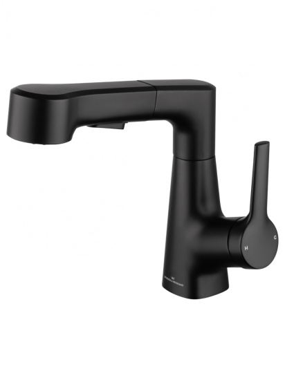 Смеситель для раковины Wonzon & Woghand WW-121B108-MB с выдвижным изливом