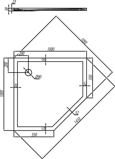 Поддон для душа AQUATON Калифорния 100x100 пятиугольный