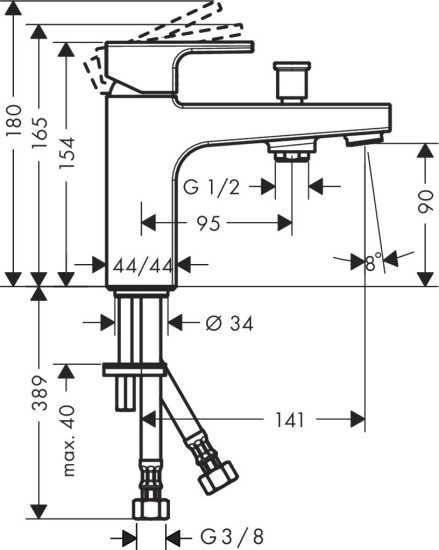 Смеситель на борт ванны Hansgrohe Vernis Shape 71464000 хром