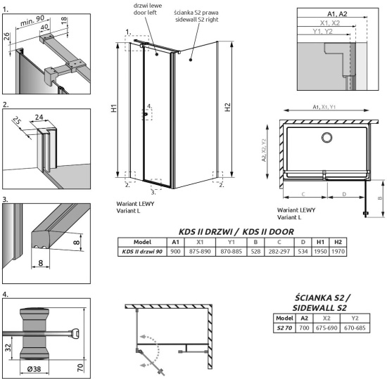 Душевой уголок Radaway EOS KDS II 90x70 L