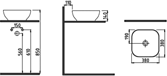 Накладная раковина Bien Motto MTLG03801FD0W3000
