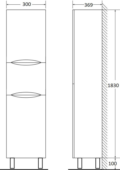 Шкаф-пенал Vod-Ok Adel 30 L, горный камень