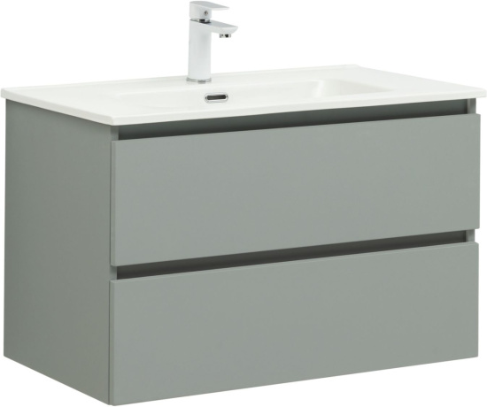 Тумба с раковиной Aquanet Вега 2.0 90 2 ящика, мисти грин, раковина Flat