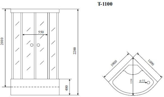 Душевая кабина Timo Standart T-1100 P