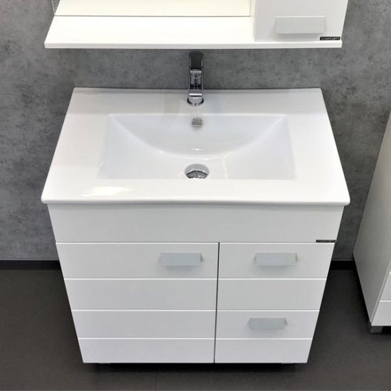 Тумба с раковиной Comforty Модена М 75, напольная, белая матовая
