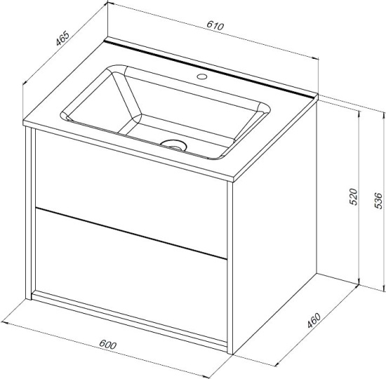 Мебель для ванной Aquanet Lino 60 дуб веллингтон, с раковиной Flat 60