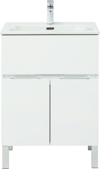 Тумба с раковиной Aquanet Алвита new 60 напольная, белая матовая, с дверками и ящиком