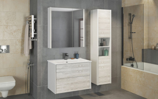 Тумба с раковиной Comforty Женева 75 дуб белый