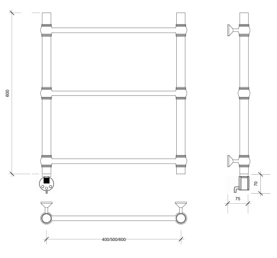 Полотенцесушитель электрический Secado Флоренция 1 60/60 L, хром