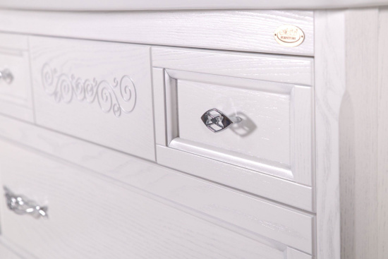 Тумба с раковиной ASB-Woodline Модерн 105 белая, патина серебро