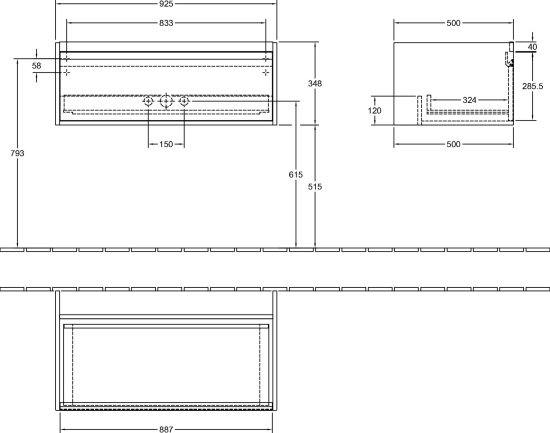 Тумба с раковиной Villeroy & Boch Antheus 100 american walnut, подвесная