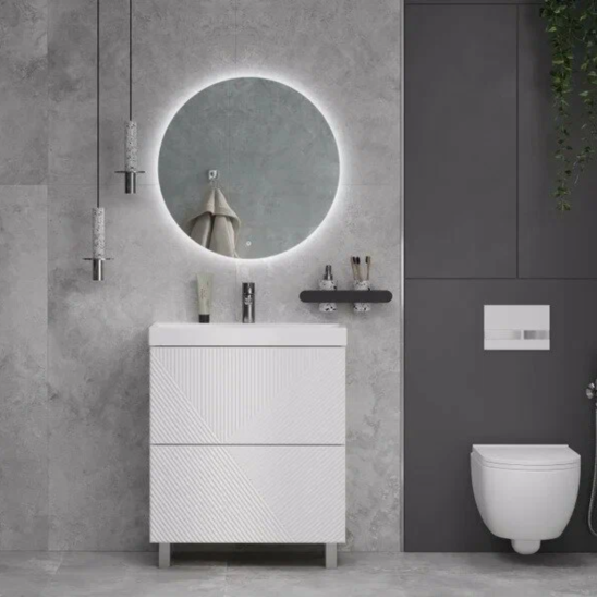 Тумба с раковиной Velvex Edge 80.2Y напольная, белая