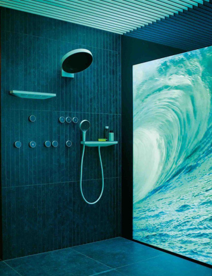 Шланговое подключение Hansgrohe Rainfinity Porter 500 26843700 с полкой и держателем