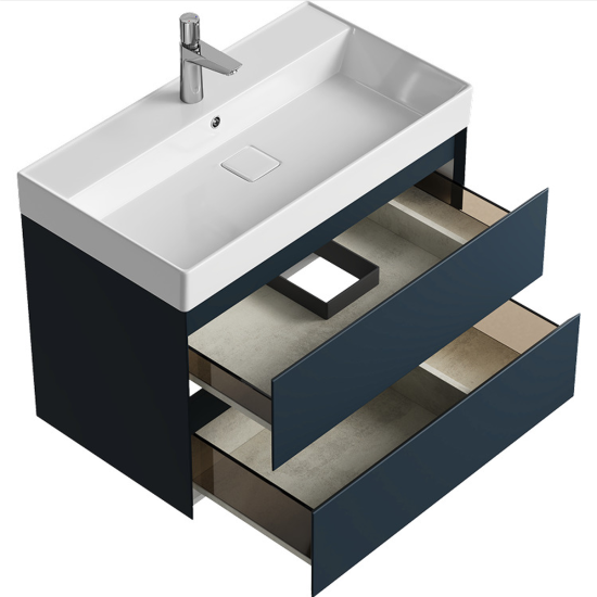 Тумба с раковиной Aqwella 5 stars Geometria 80 подвесная, 2 ящика, серая