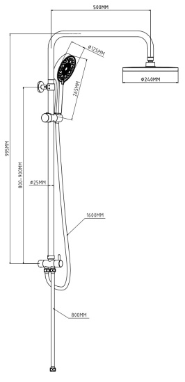 Душевой гарнитур Esko Steel ST950N